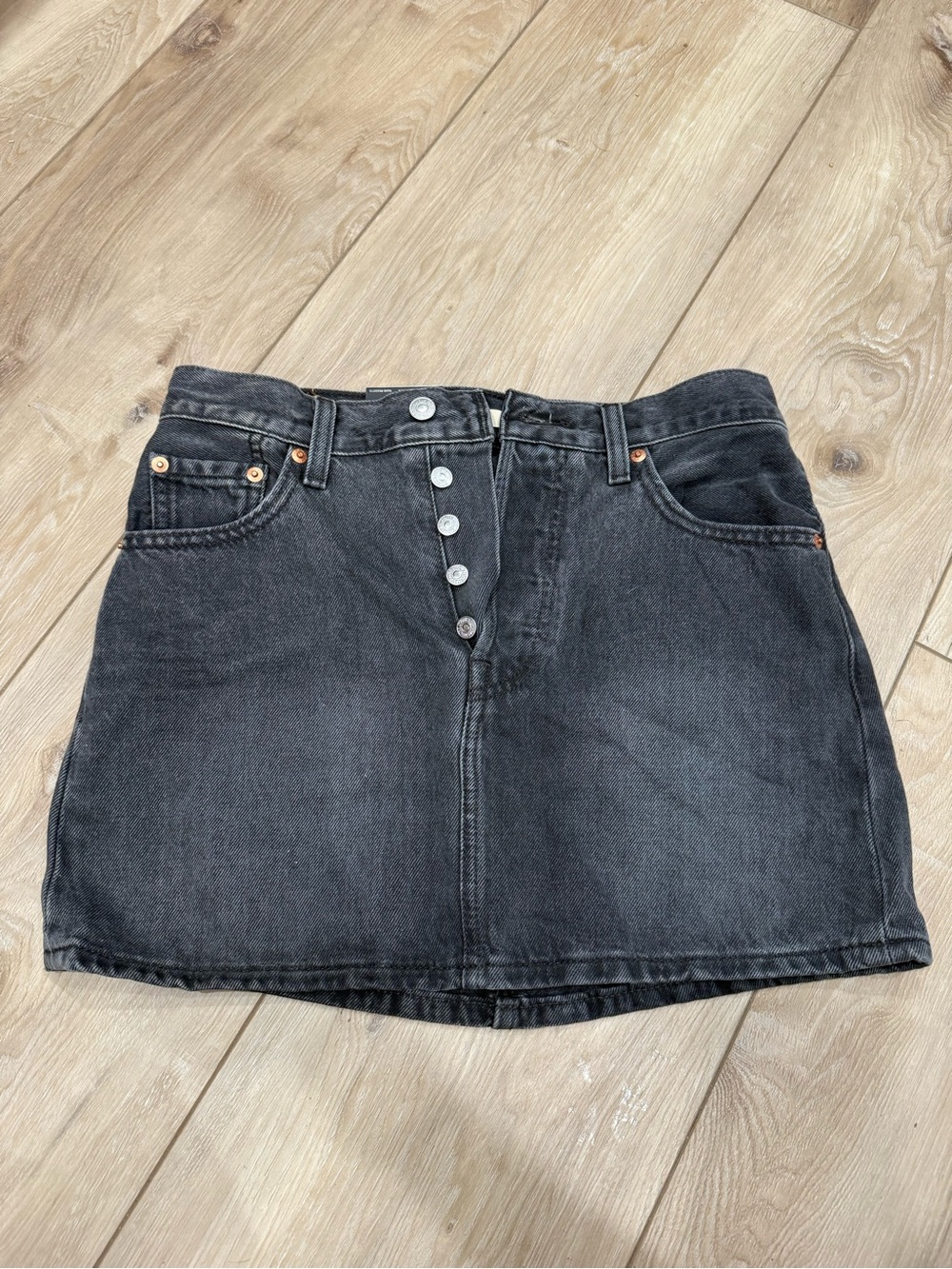 Levi's Black Washed Denim Mini Skirt
